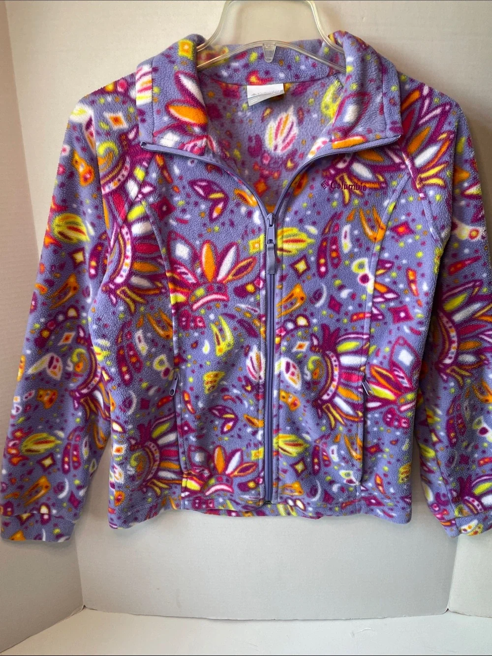 Columbia Girls Youth 14/16  Purple Floral Fleece Jacket